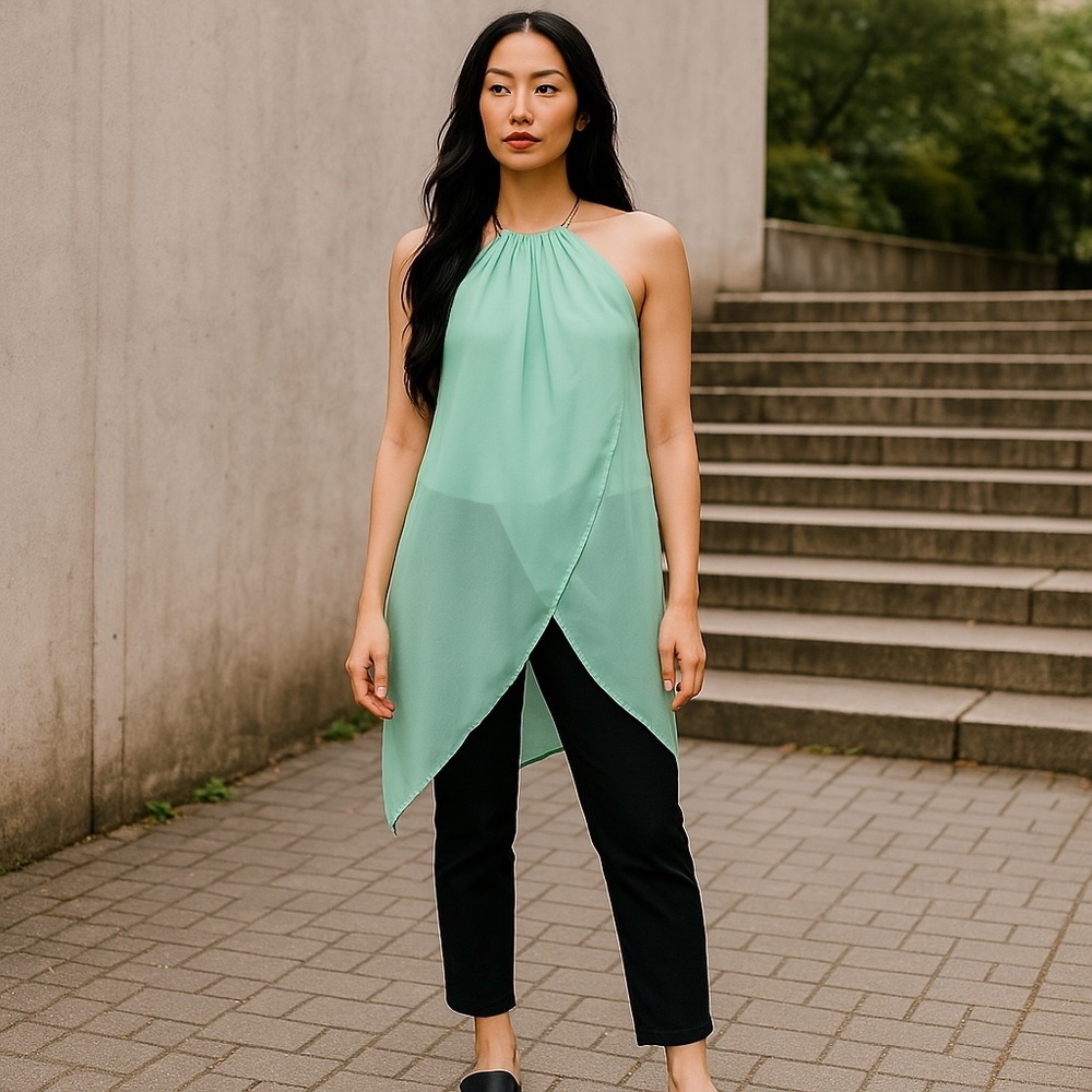 Venus Light Blue High-Low Blouse‎